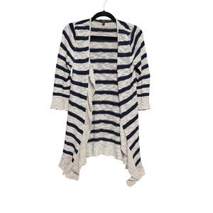 Cupio size small gray/blue duster length Striped Open-Front Cardigan Sweater